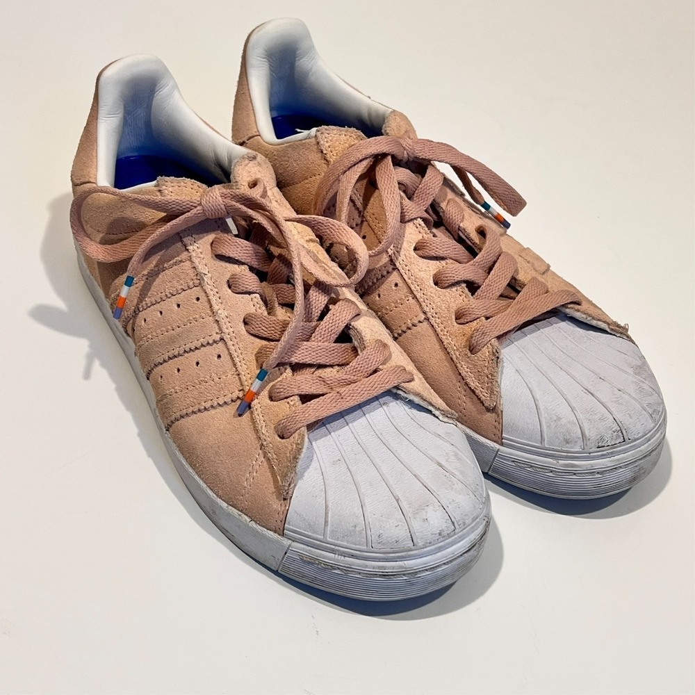 Adidas Superstar Skateboarding Mens 9 Pink Suede Shell Toe Low Top Sneakers